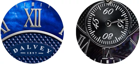 Blue and black mother of pearl pocket watch dials