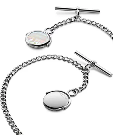 Albert Pocket Watch Chain Blue Mother Of Pearl - Dalvey