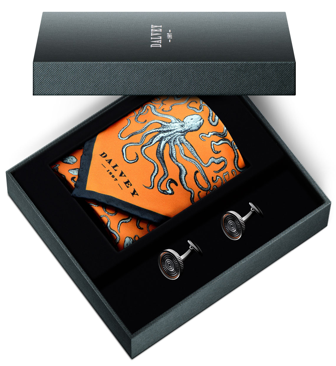 Cufflink & Pocket Square Gift Set Kraken Dalvey