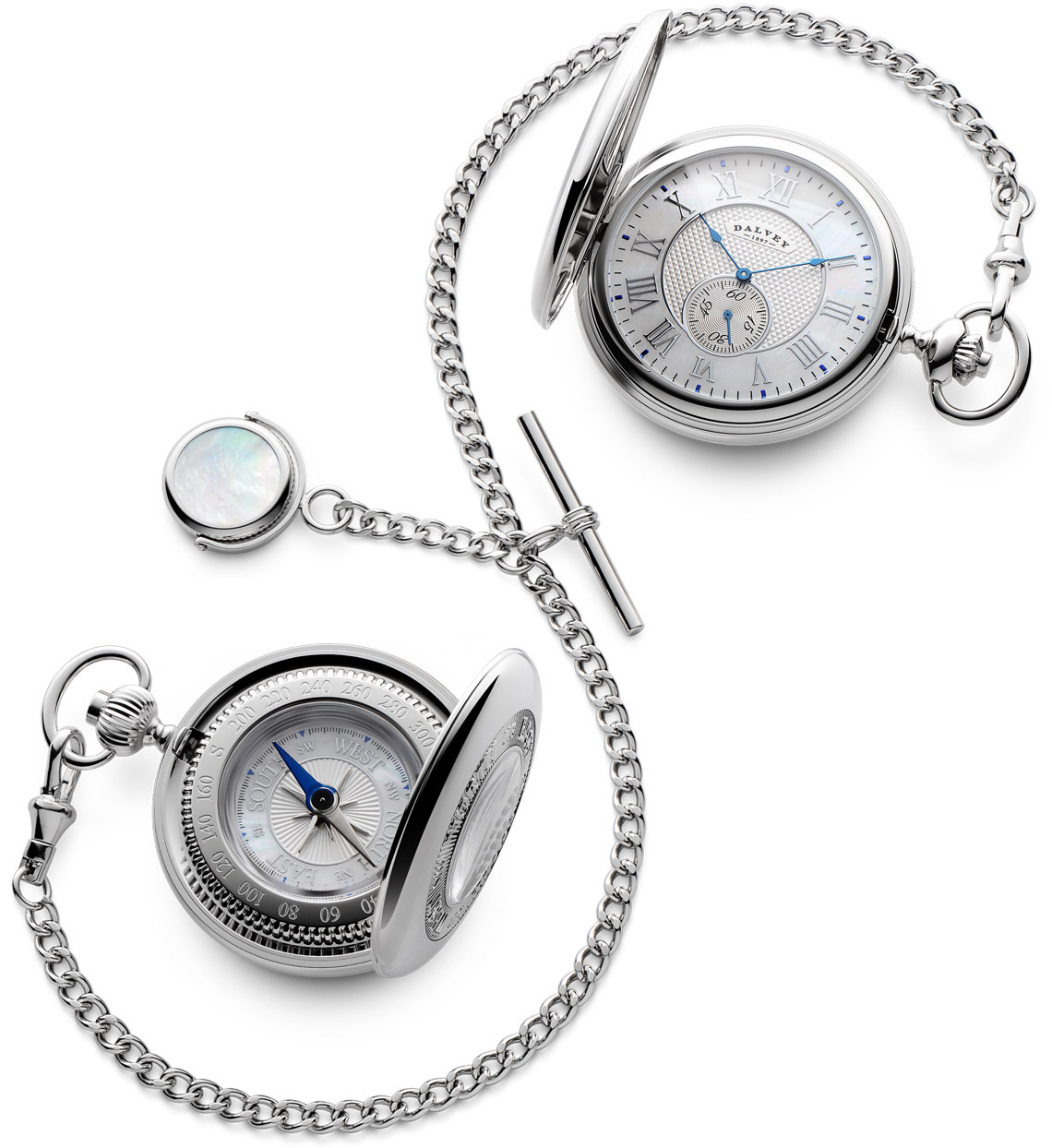 Presentación Reloj de bolsillo | Juego de regalo de brújula | Nácar Azul