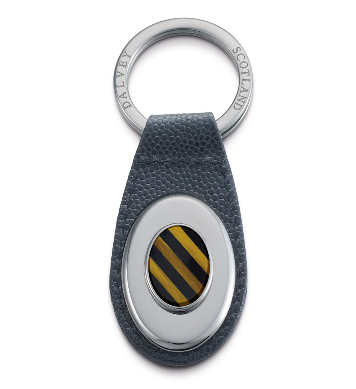 Oval Fob Keyring Black Onyx and Tigers Eye Dalvey