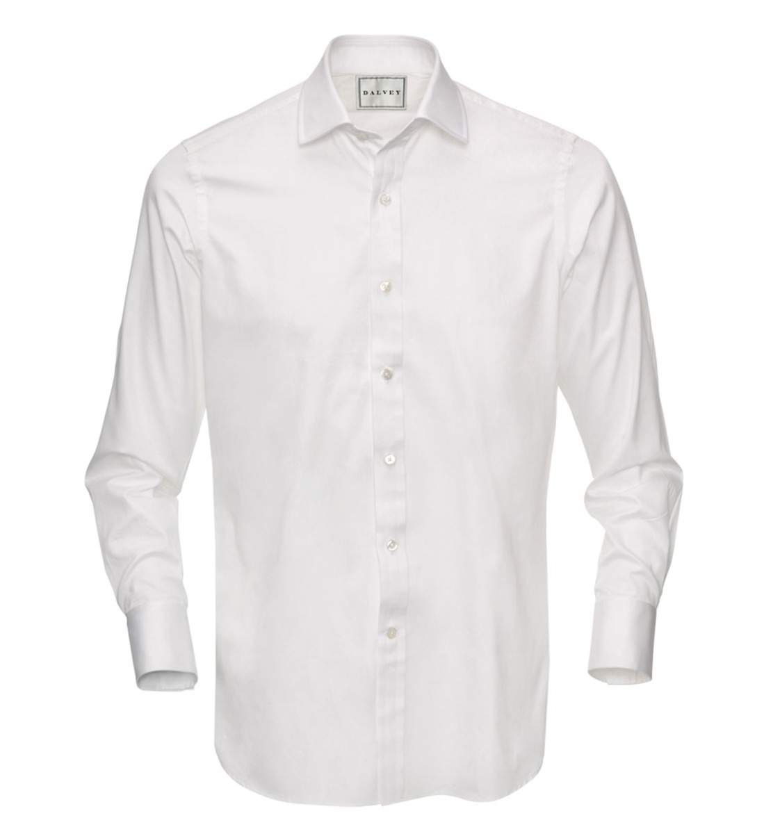 Shirt Button Cuff Solid White Poplin - Dalvey