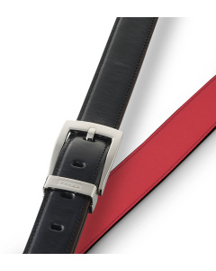 Classic Leather Belt Black Caviar And Red