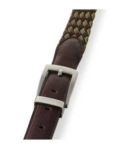 Braided Leather Belt Olive Green/brown