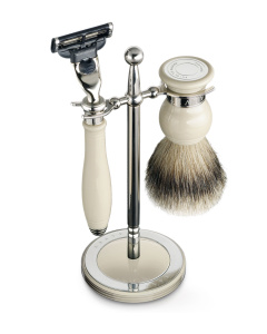 Classic Shaving Set & Stand Ivory Handle/super Badger Brush