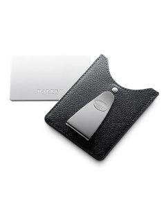 Credit Card Case and Money Clip Black Caviar Leather