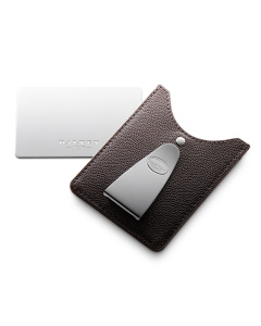 Credit Card Case and Money Clip Brown Caviar Leather