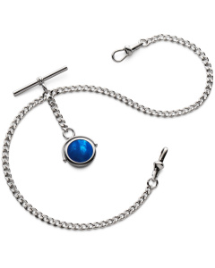 Double Albert Pocket Watch Chain Blue Mother Of Pearl