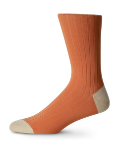 English Cotton Lisle Socks Orange & Cream