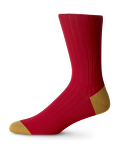English Cotton Lisle Socks Bright Red & Gold
