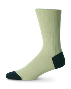 English Merino Wool Socks Light Green & Navy