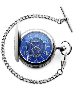 Full Hunter Pocket Watch Blue Mother Of Pearl
