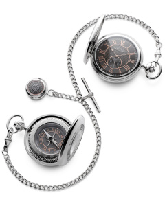 Pocket Watch Pocket Compass and Double Albert Gift Set Grey and Rose Gold