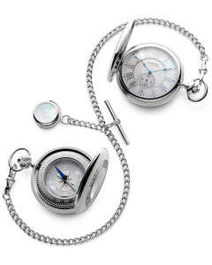 Pocket Watch Pocket Compass and Double Albert Gift Set White MOP