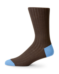 Italian Merino Wool Socks Brown & Blue