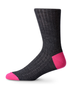 Italian Merino Wool Socks Charcoal & Pink