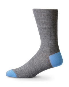 Italian Merino Wool Socks Grey & Blue
