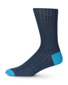 Italian Merino Wool Socks Smoky Blue & Aqua