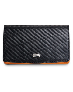 Leather Business Cardcase Carbon Fibre Black/orange