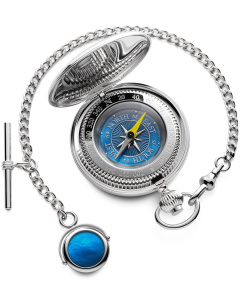Presentation Pocket Compass Full Hunter Blue Mother of Pearl and Albert