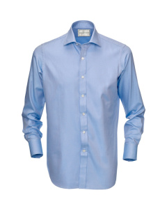 Shirt Button Cuff Solid Blue Twill