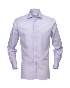 Shirt Button Cuff Solid Lilac Micro Herringbone