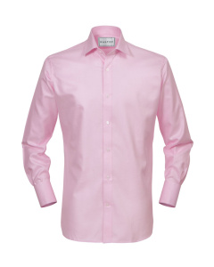 Shirt Double Cuff Solid Pink Houndstooth
