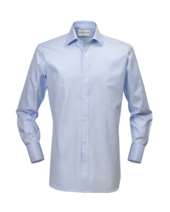 Shirt Double Cuff Solid Sky Gridlock
