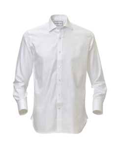Shirt Button Cuff Solid White Herringbone Twill