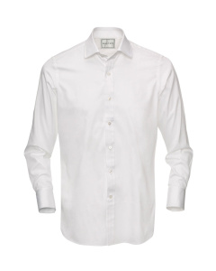 Shirt Button Cuff Solid White Poplin