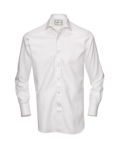 Shirt Button Cuff Solid White Twill