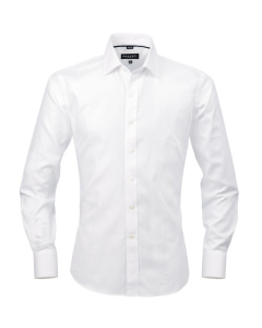 Shirt Slim Button White Herringbone