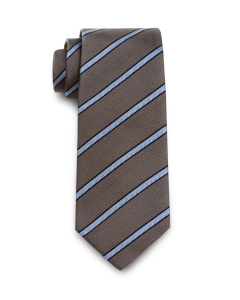 Tie Herringbone Stripe Brown & Light Blue