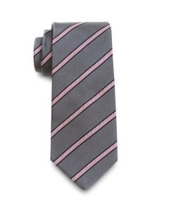 Tie Herringbone Stripe Mauve & Pink