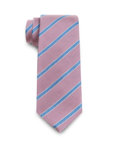 Tie Herringbone Stripe Pink & Light Blue