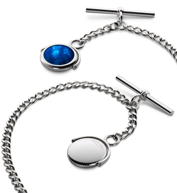 Albert Pocket Watch Chain Blue Mother Of Pearl Dalvey