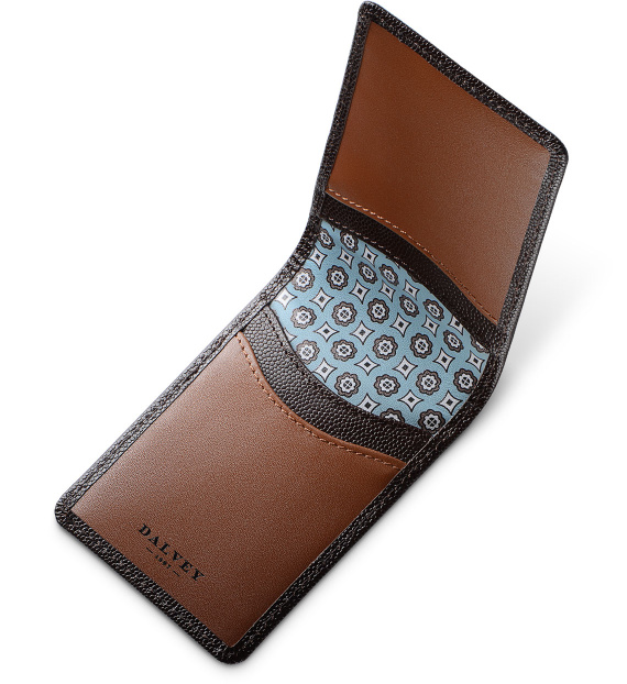 Dalvey Continental Wallet: Brown Caviar & Blue Madder Leather