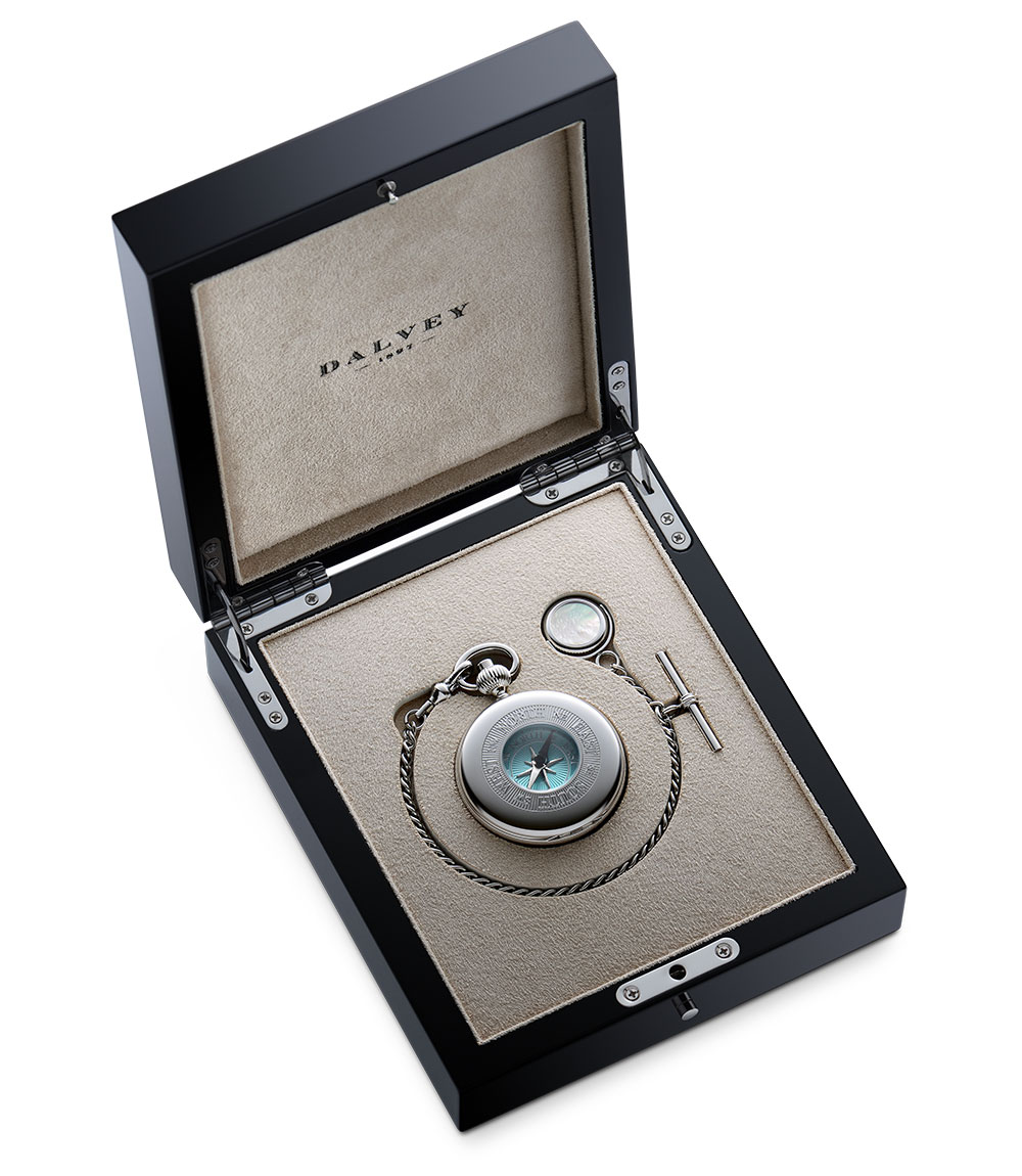 Pocket Watch Pocket Compass and Double Albert Gift Set Blue MOP